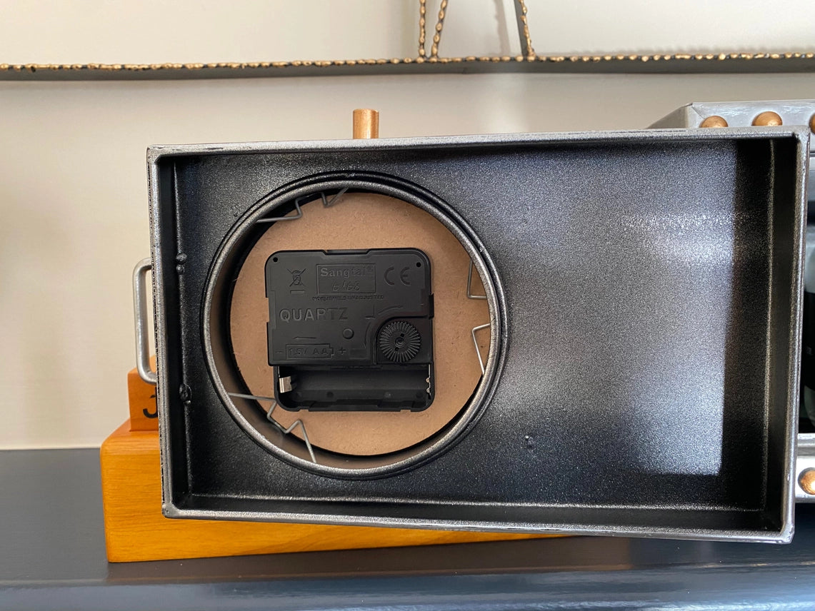 Ship Cabin Door Style Metal Table Clock with Piggy Bank – Nautical Desk & Office Decor