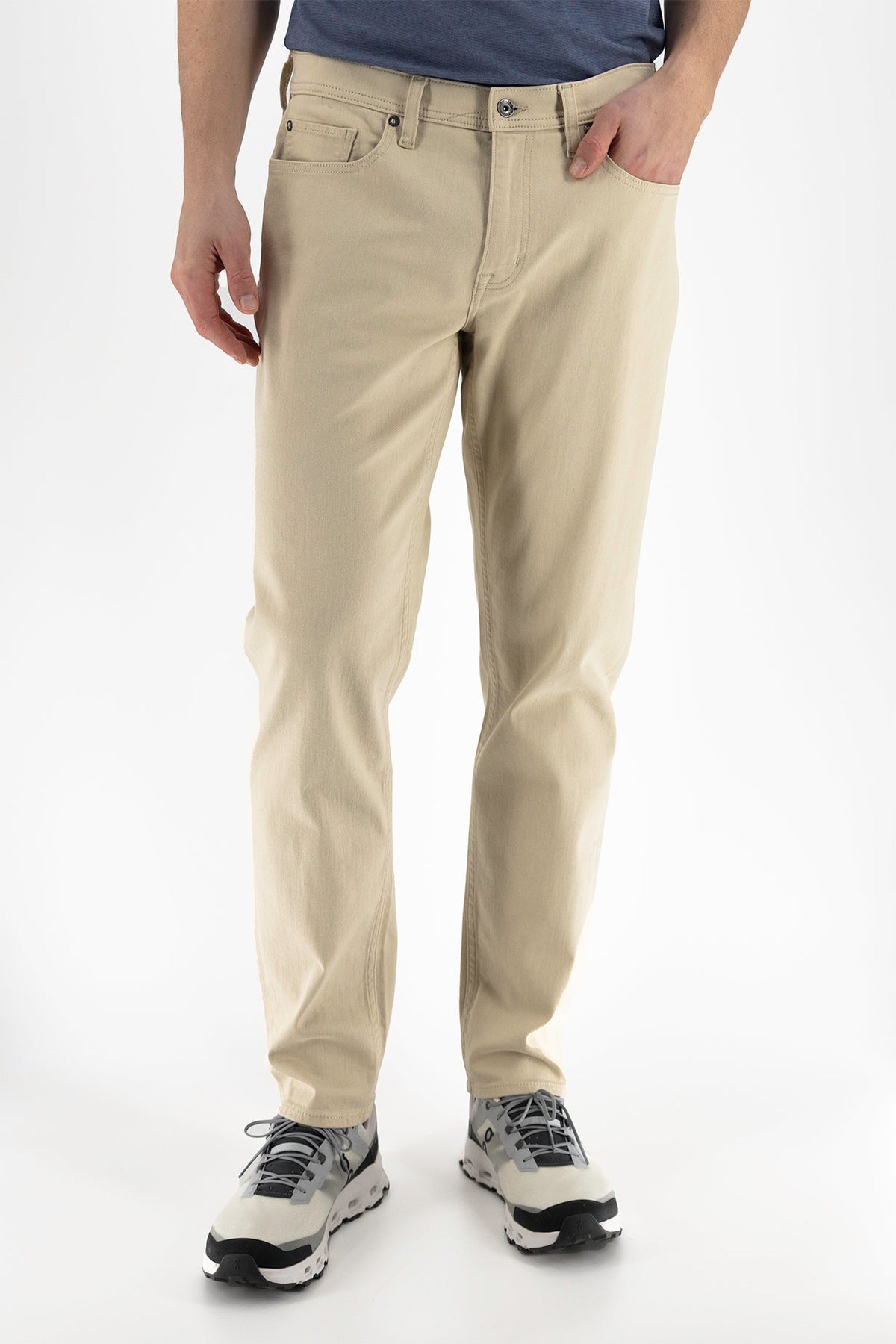 DEVIL-DOG athletic fit stretch jeans for men in Brown Rice featuring tapered leg comfort denim for blue collar work and everyday wear