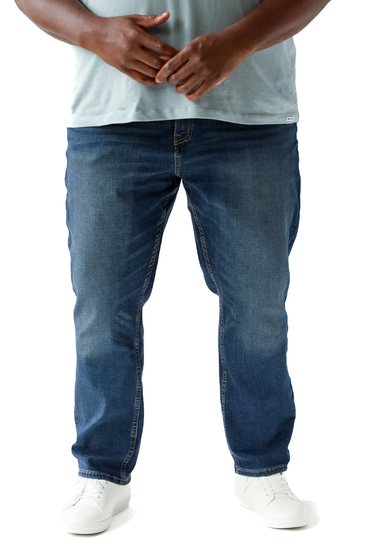 DEVIL-DOG big and tall athletic fit stretch jeans in Burke Vintage Indigo featuring tapered leg comfort denim for active and blue collar lifestyles