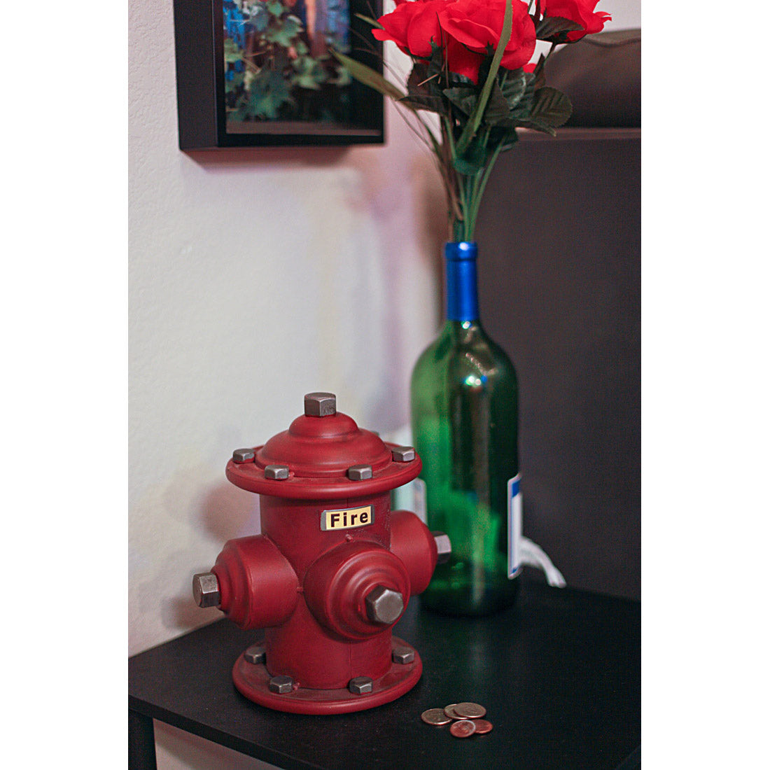 Unique Fire Hydrant Coin Bank - Distressed Red Metal | Home Decor & Functional Savings