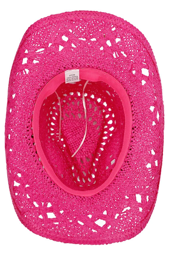 Beaded Crochet Straw Cowboy Hat – Crushable Wired Brim