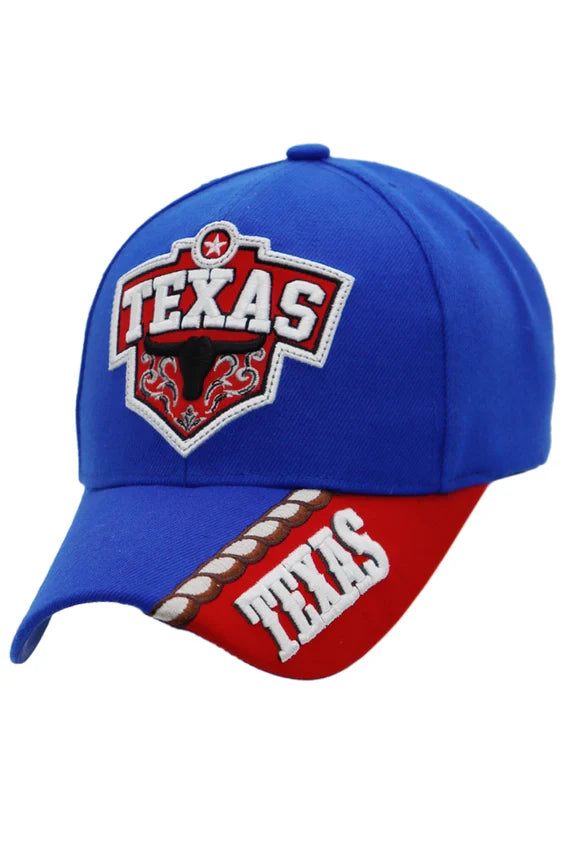 Texas Longhorn Embroidered Baseball Cap – Curved Bill Velcro Back