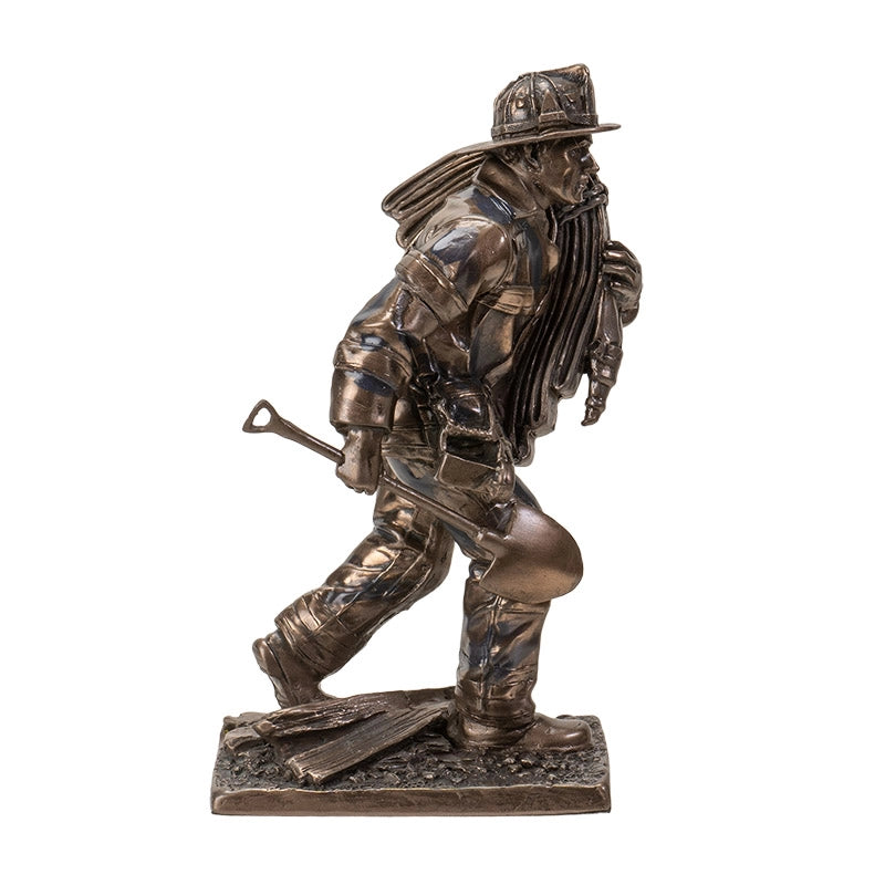 Firefighter Responding to a Call Statue – Cold Cast Resin Fire Service Decor