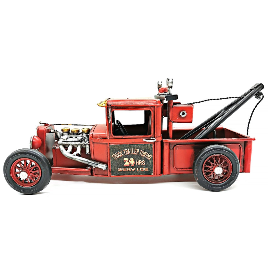 Handcrafted Vintage Metal Towing Truck Model – Rustic Industrial Desk & Office Decor