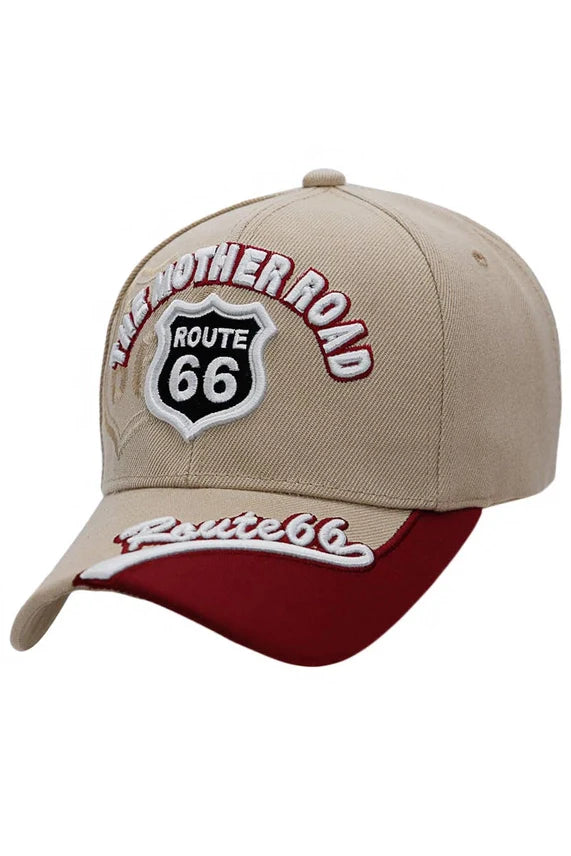 Route 66 “The Mother Road” Arc Logo Baseball Cap – Adjustable