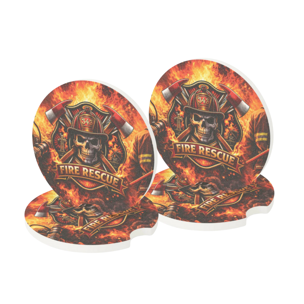Fire Rescue Skull Car Coasters | Absorbent Soapstone Coasters – The ...