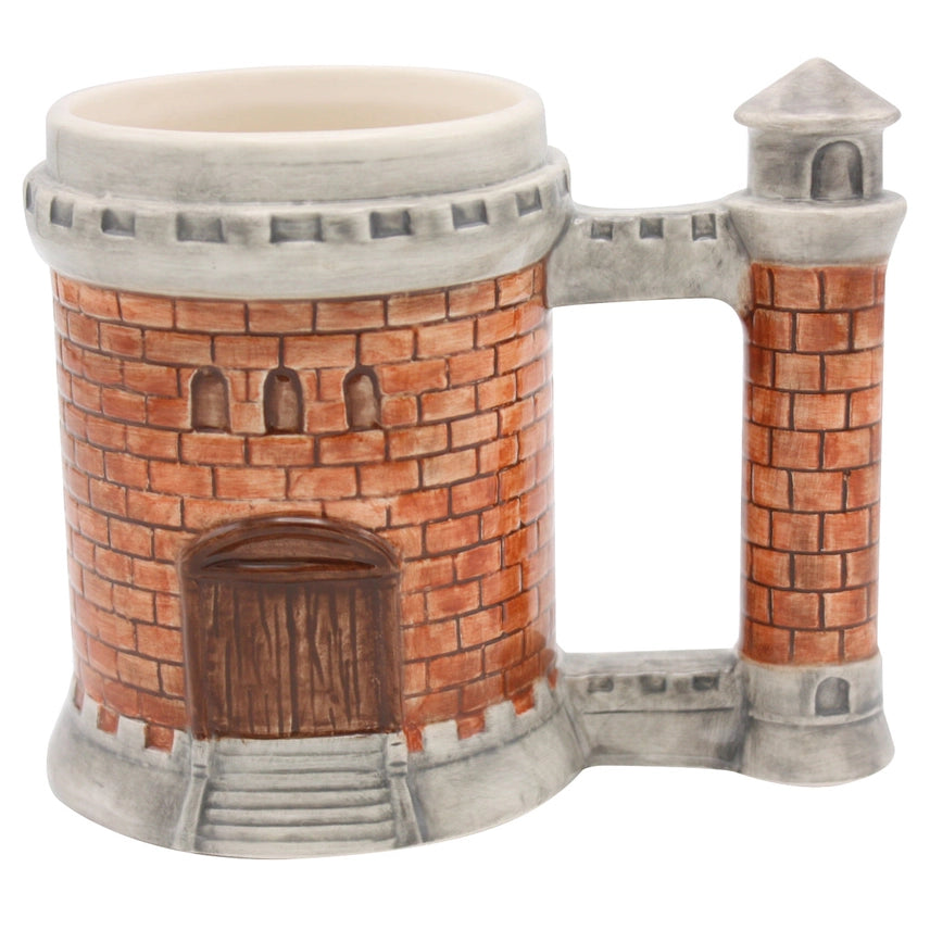 Giant medieval castle shaped novelty coffee mug with turret handle