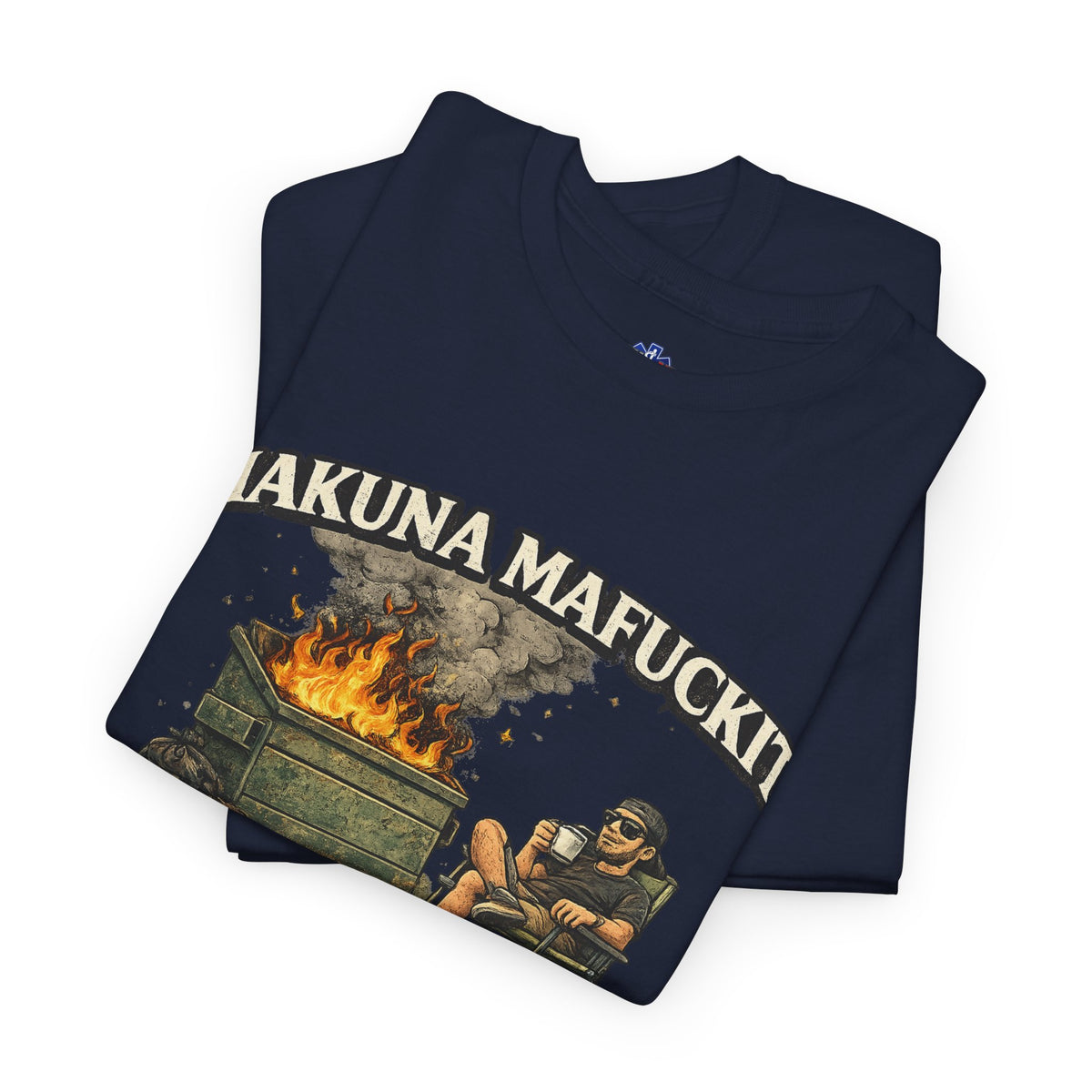 Folded navy Hakuna Mafukit EMS humor shirt with sarcastic paramedic graphic
