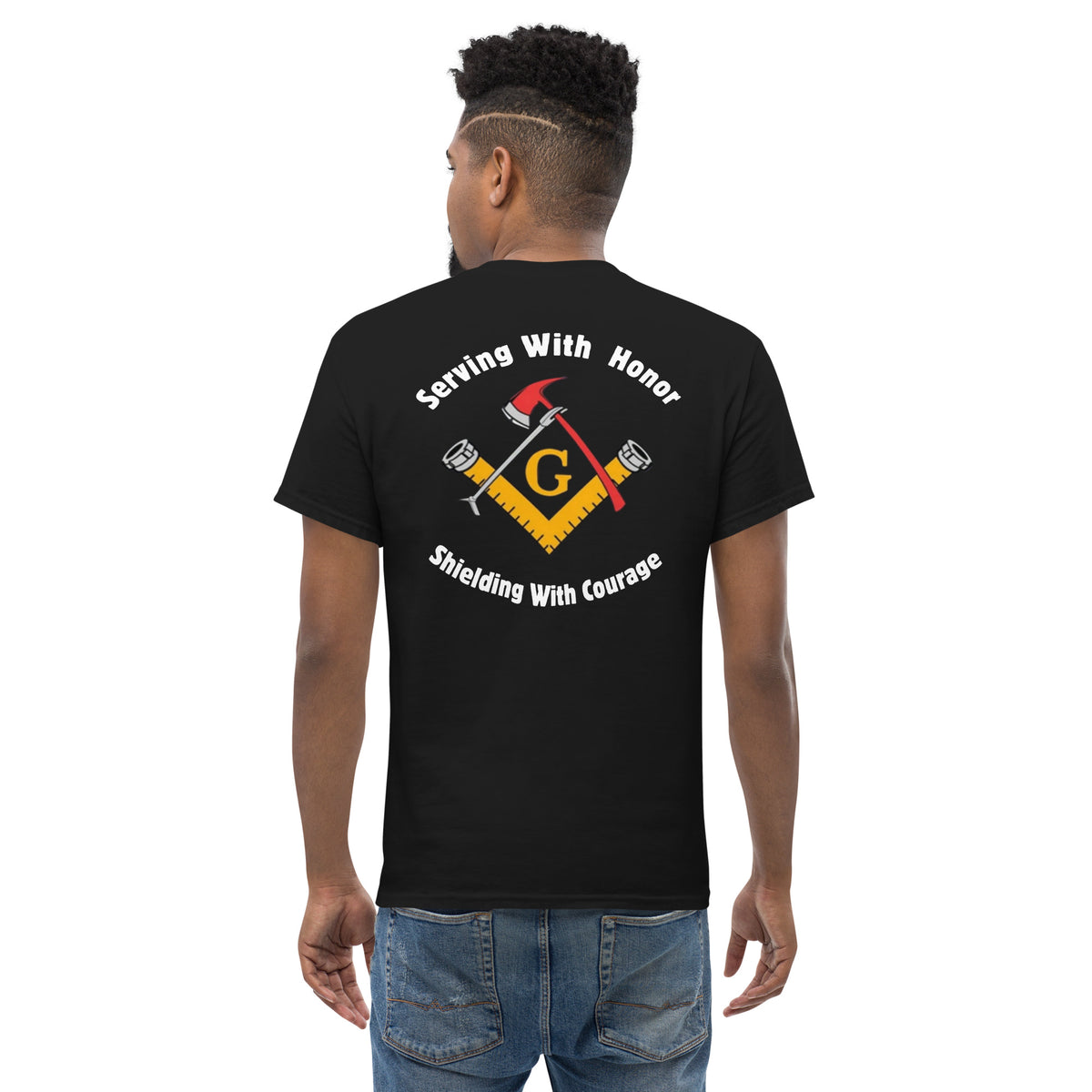 Bravery and Brotherhood Tee Shirt - Custom Masonic Firefighter Emblem Design by The Salty Medic Clothing Co.