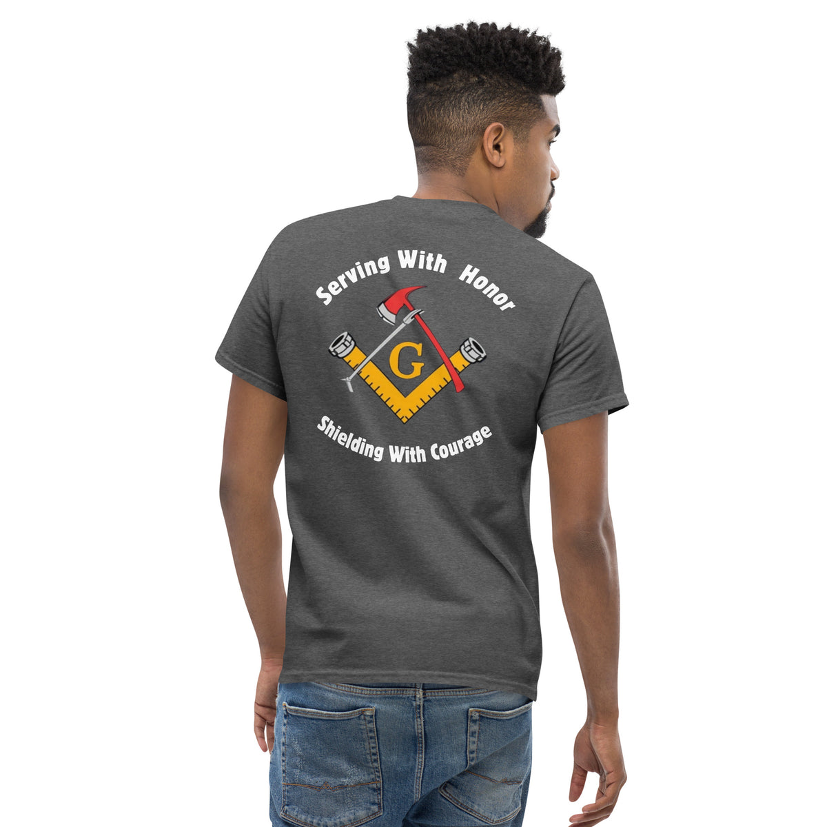 Bravery and Brotherhood Tee Shirt - Custom Masonic Firefighter Emblem Design by The Salty Medic Clothing Co.