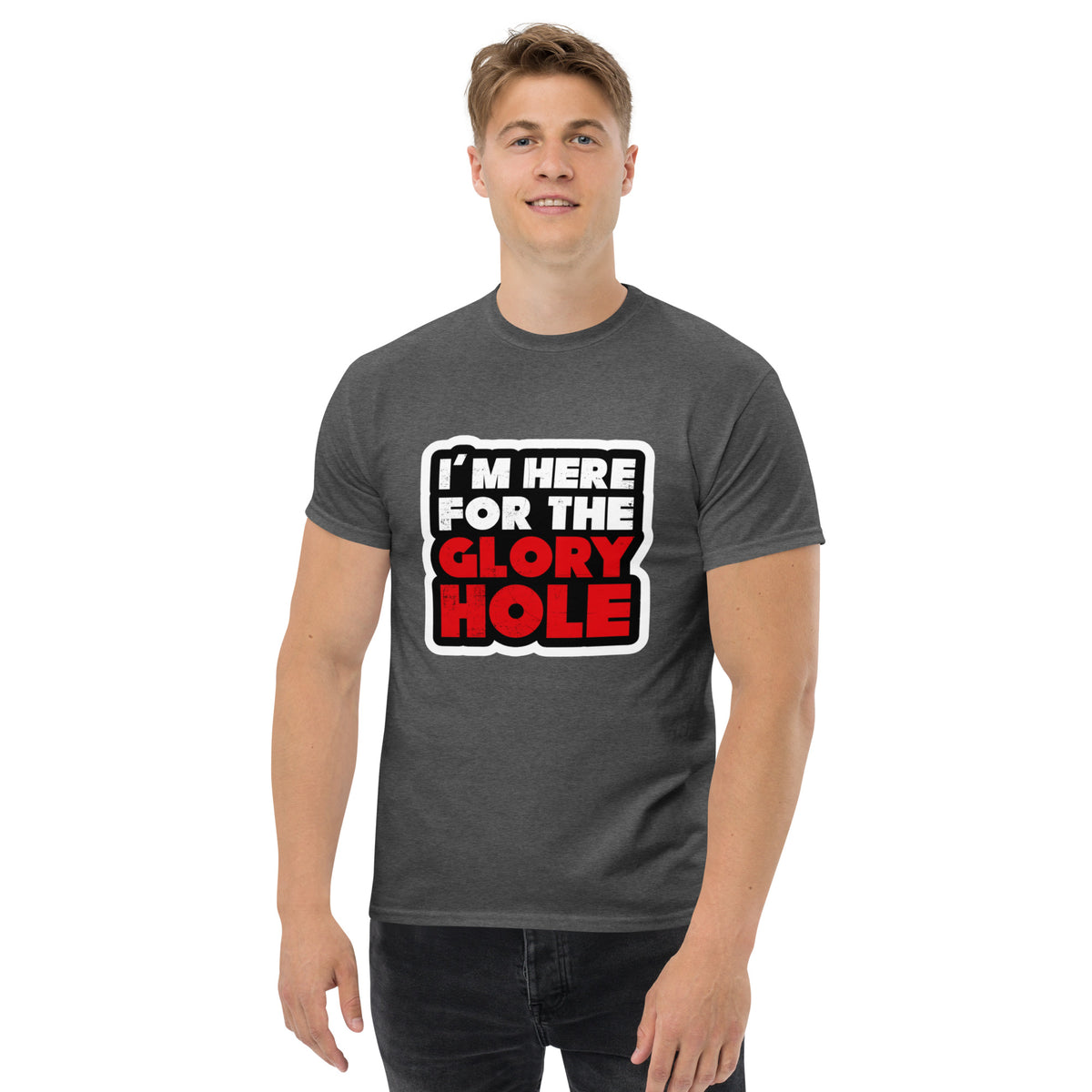 I'm Here for the Glory Hole The Salty Medic Clothing Co Men's classic tee Dark Heather