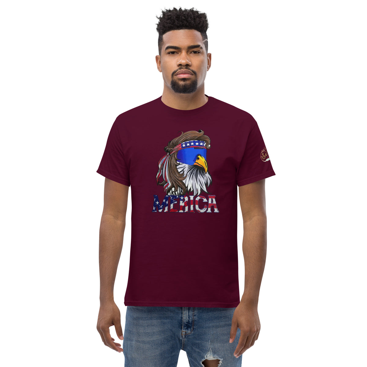 The Salty Medic Clothing Co proudly presents the "Freedom Eagle" T-shirt Maroon