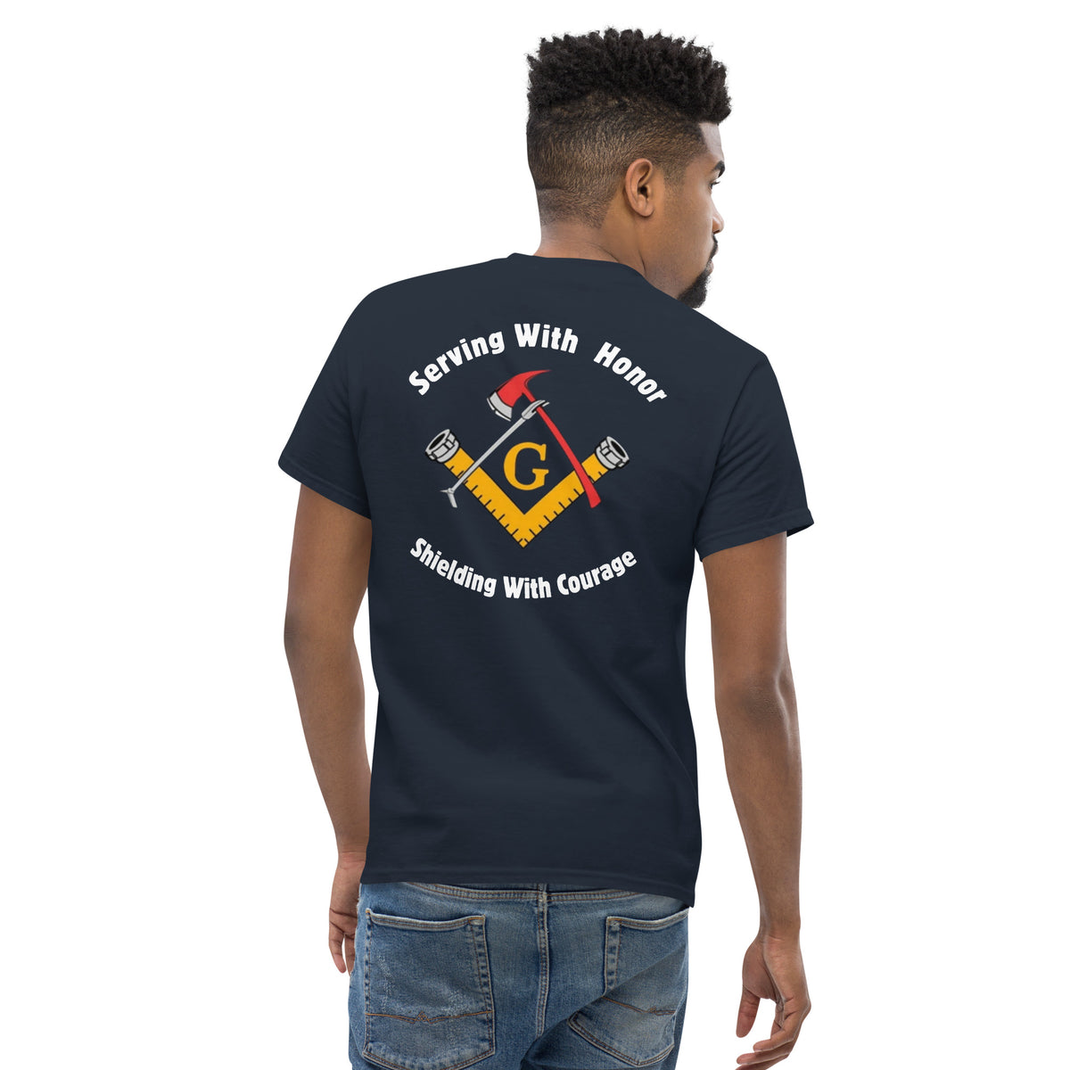 Bravery and Brotherhood Tee Shirt - Custom Masonic Firefighter Emblem Design by The Salty Medic Clothing Co.