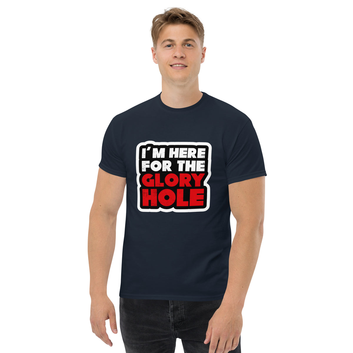 I'm Here for the Glory Hole The Salty Medic Clothing Co Men's classic tee Navy