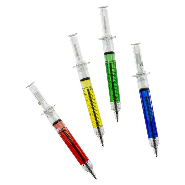 Set of colorful novelty syringe pens for nurses, EMTs, and medical professionals