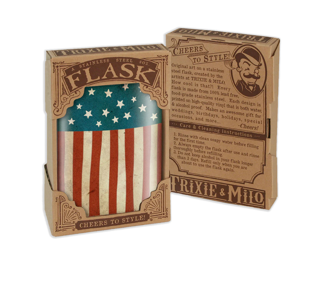 Old Glory Stainless Steel Hip Flask – 8 oz Patriotic Gift Flask