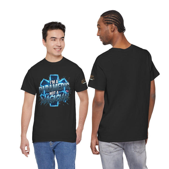 Paramedic t-shirt with I’m a Paramedic Not a Magician design for EMS professionals