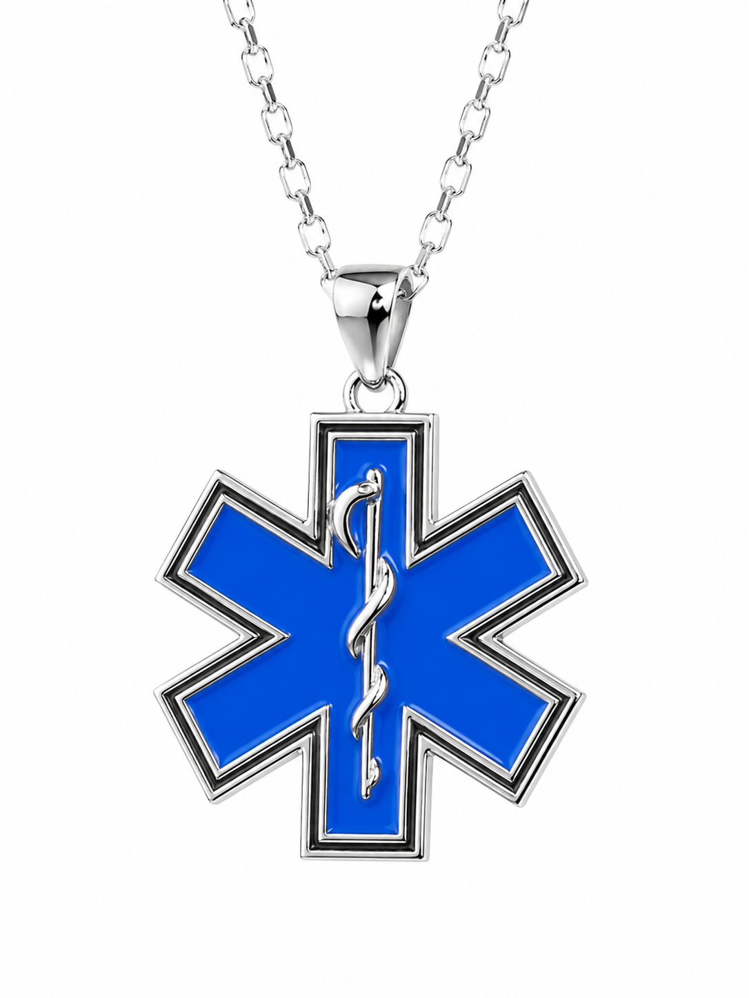 925 sterling silver Star of Life necklace for EMTs paramedics nurses and first responders