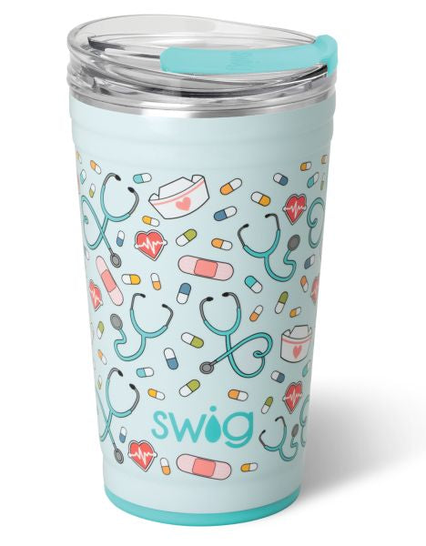 Swig Life 24oz Scrub Life Party Cup – insulated nurse tumbler with medical pattern