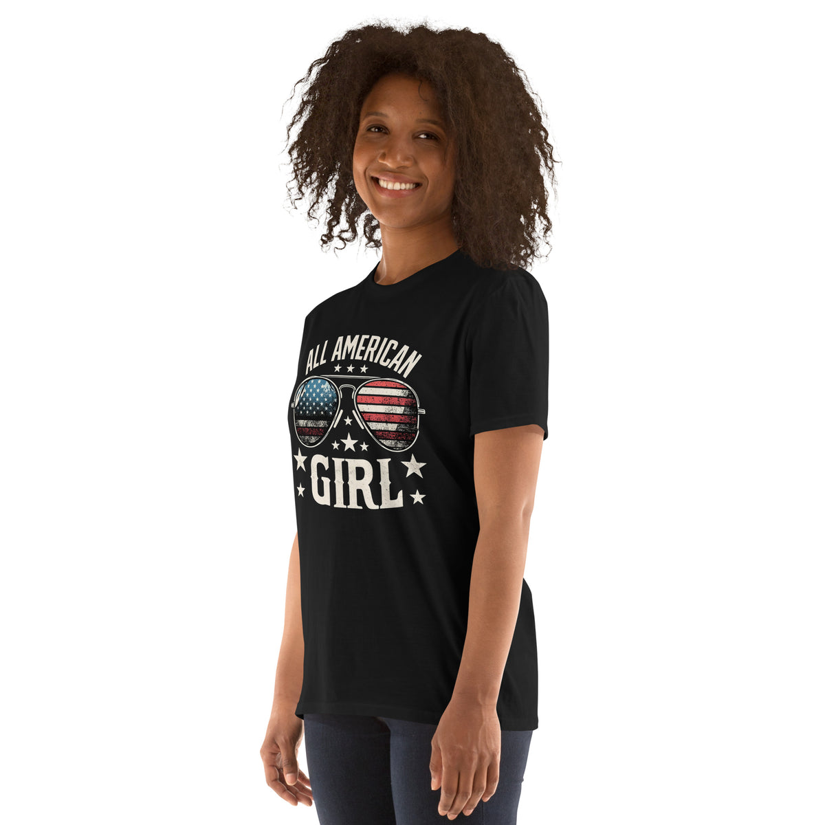 All American Girl Patriotic Aviator Sunglasses Tee – Signature Back Logo Black