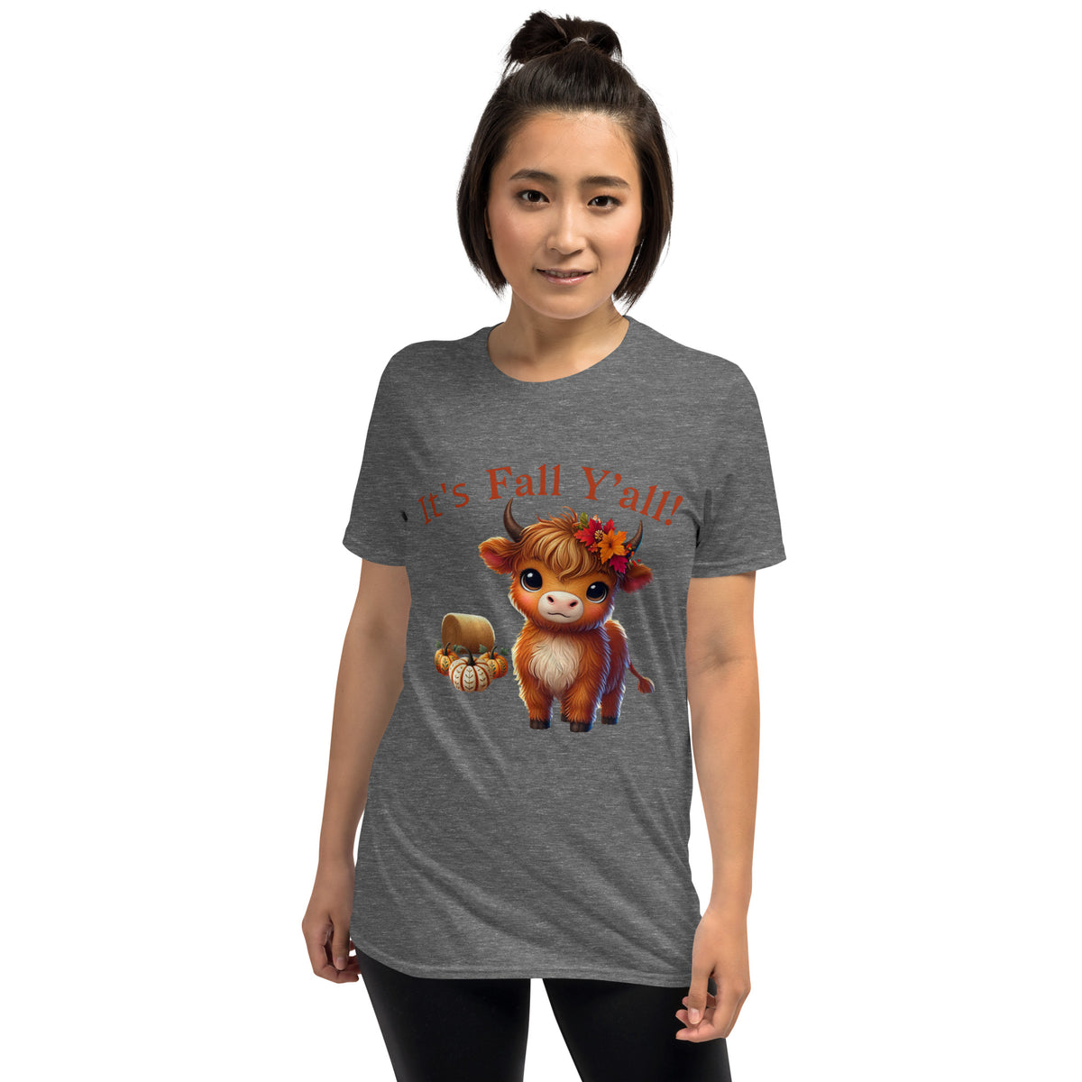 Salty Medic Clothing Co. Women’s Highland Cow Fall T-Shirt – "IT'S FALL Y'all!" Graphite Heather