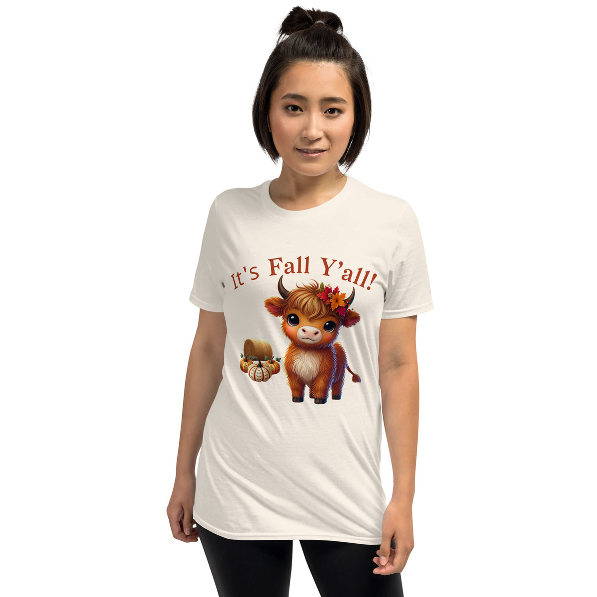 Salty Medic Clothing Co. Women’s Highland Cow Fall T-Shirt – "IT'S FALL Y'all!" Natural