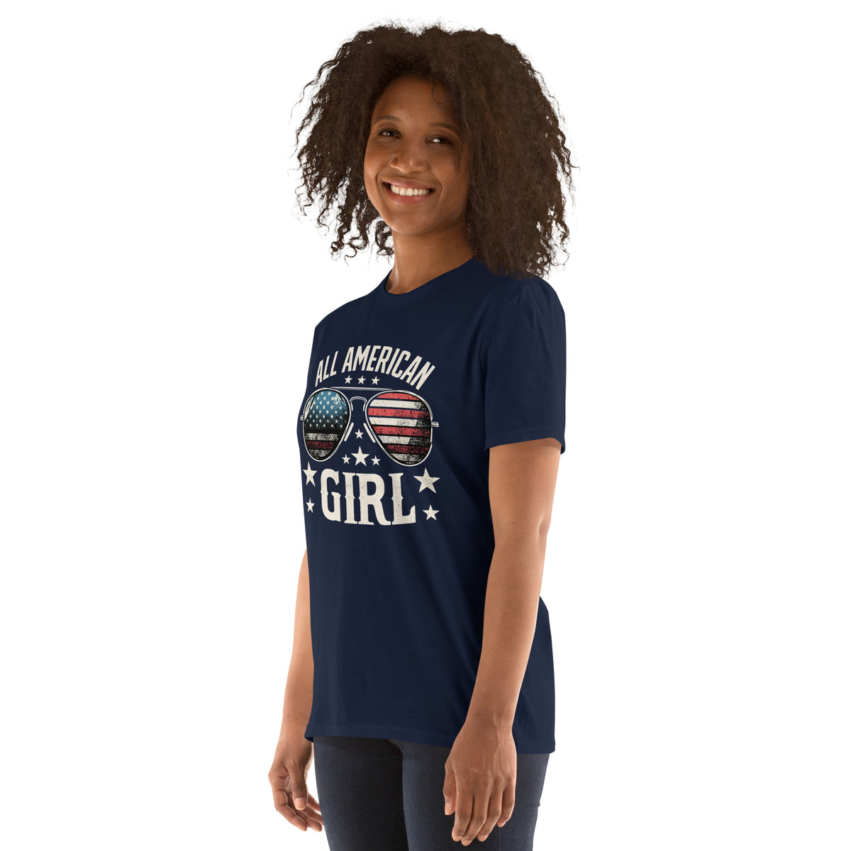 All American Girl Patriotic Aviator Sunglasses Tee – Signature Back Logo Navy