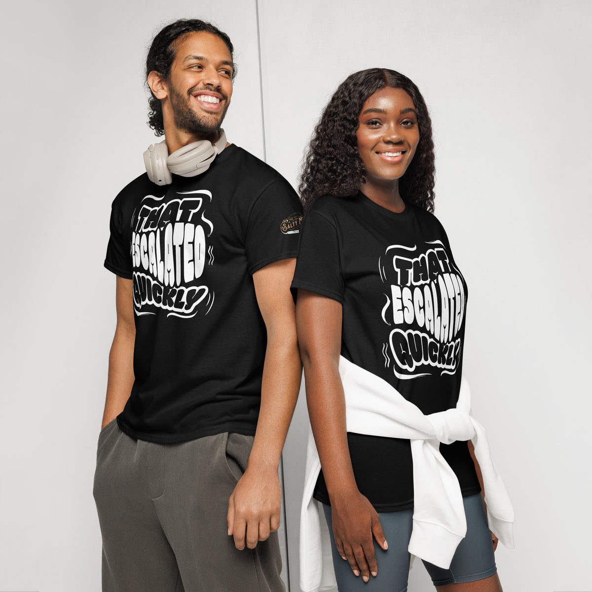 That Escalated Quickly graphic t-shirt – funny sarcastic DryBlend tee