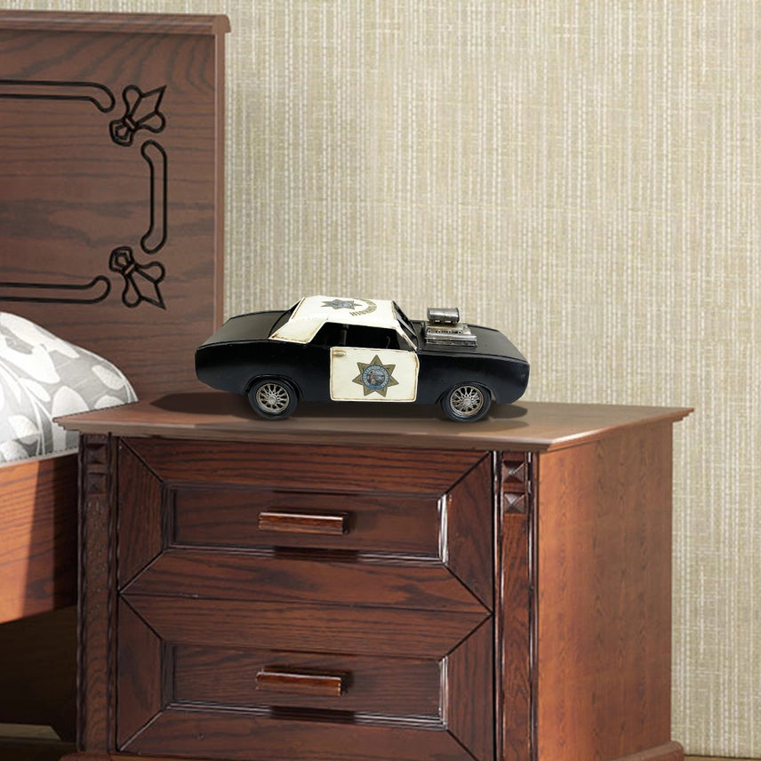Vintage Police Hot Rod Metal Model | Law Enforcement Desk Decor Highway Patrol