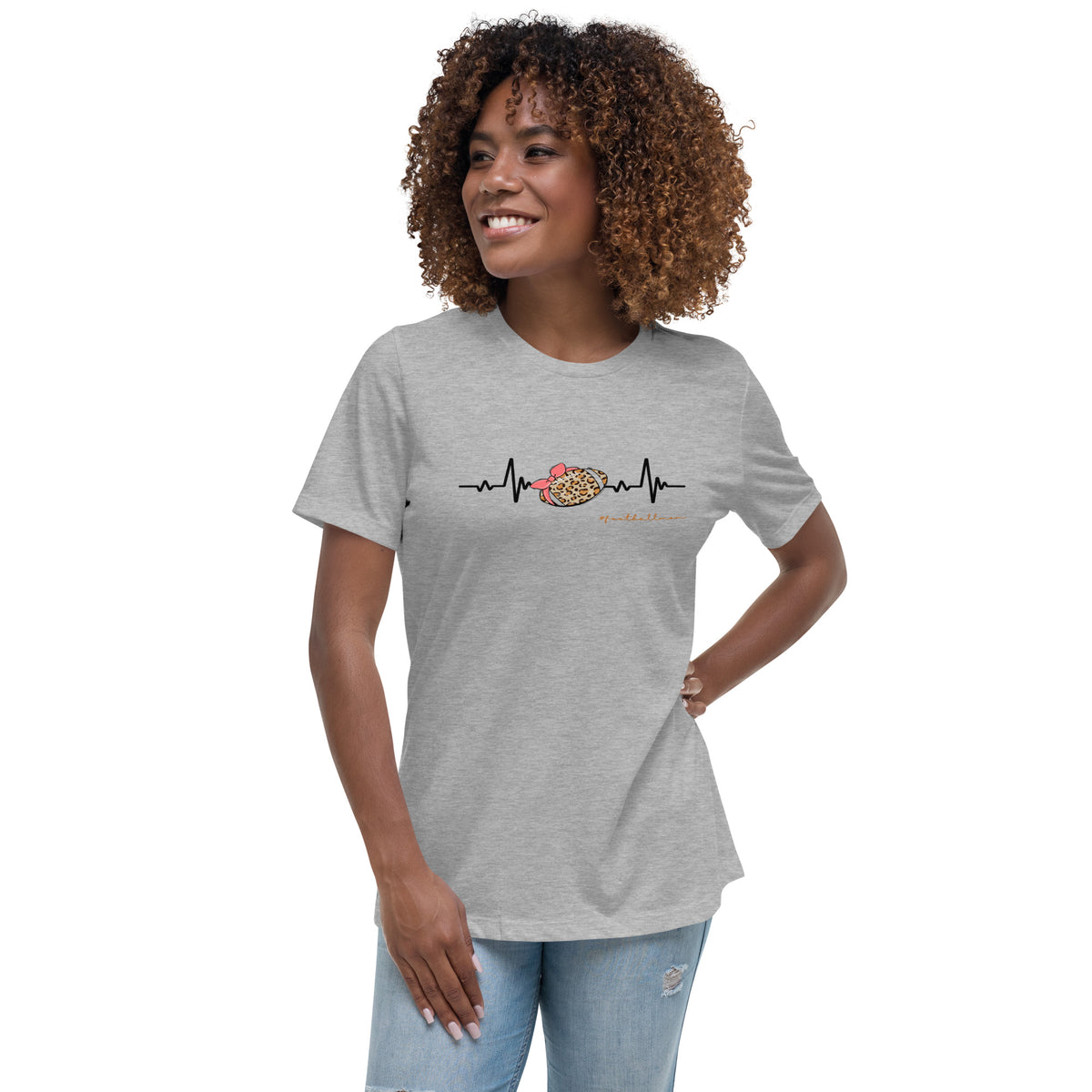 Football Mom Heartbeats on the Field: EKG Rhythm Tee High School Football Momlife The Salty Medic Clothing Co Design Bella Canvas Women's Relaxed T-Shirt