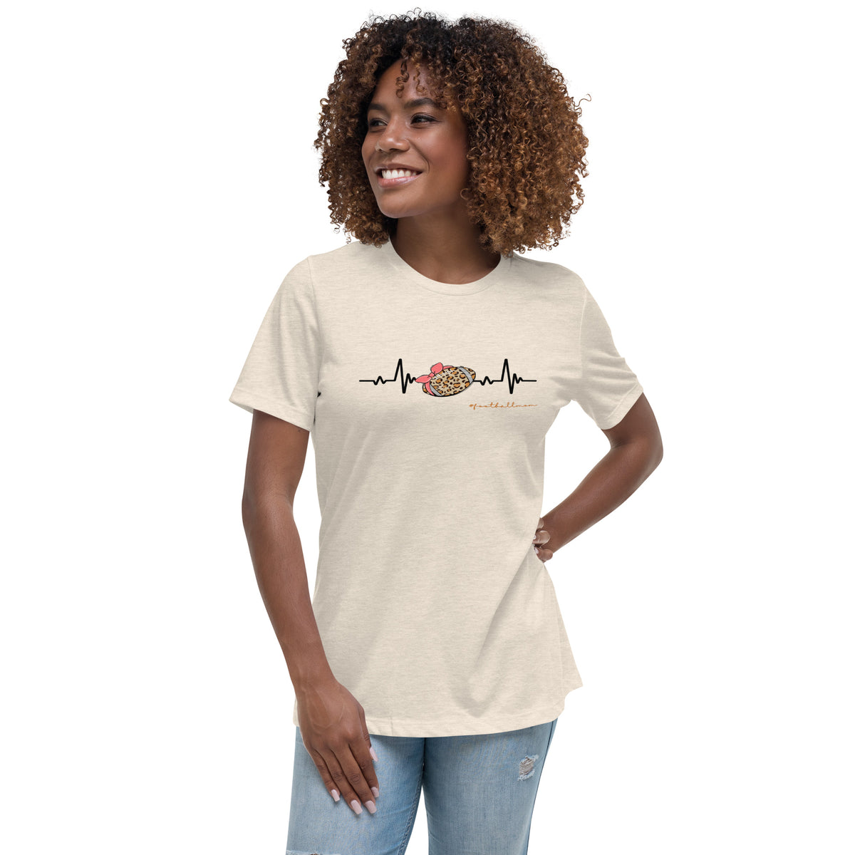 Football Mom Heartbeats on the Field: EKG Rhythm Tee High School Football Momlife The Salty Medic Clothing Co Design Bella Canvas Women's Relaxed T-Shirt