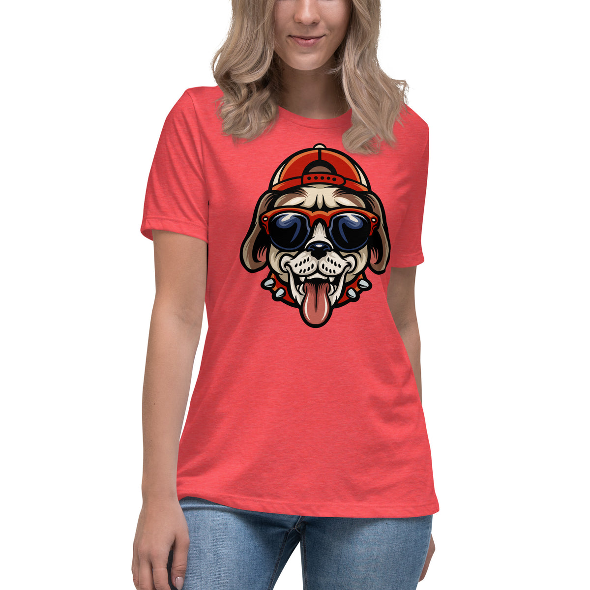 Funky Doggie Women's Relaxed T-Shirt Heather Red