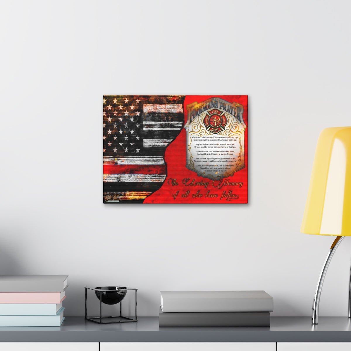 16"x12" Fireman's Prayer Small Canvas Wall Art - Salty Medic Clothing Co.