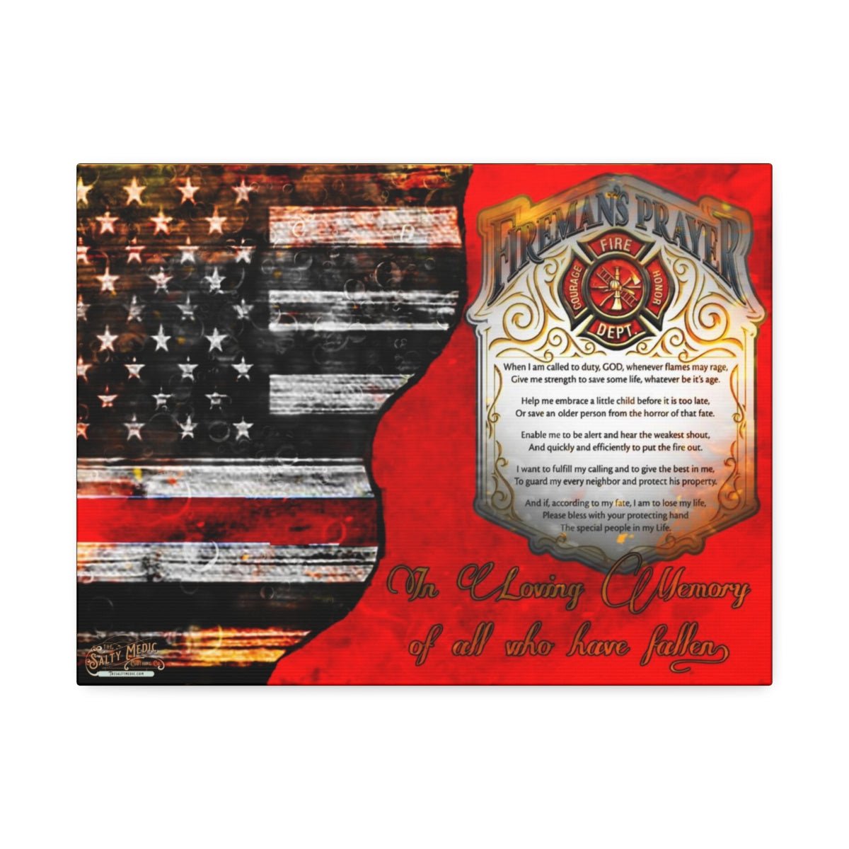 16"x12" Fireman's Prayer Small Canvas Wall Art