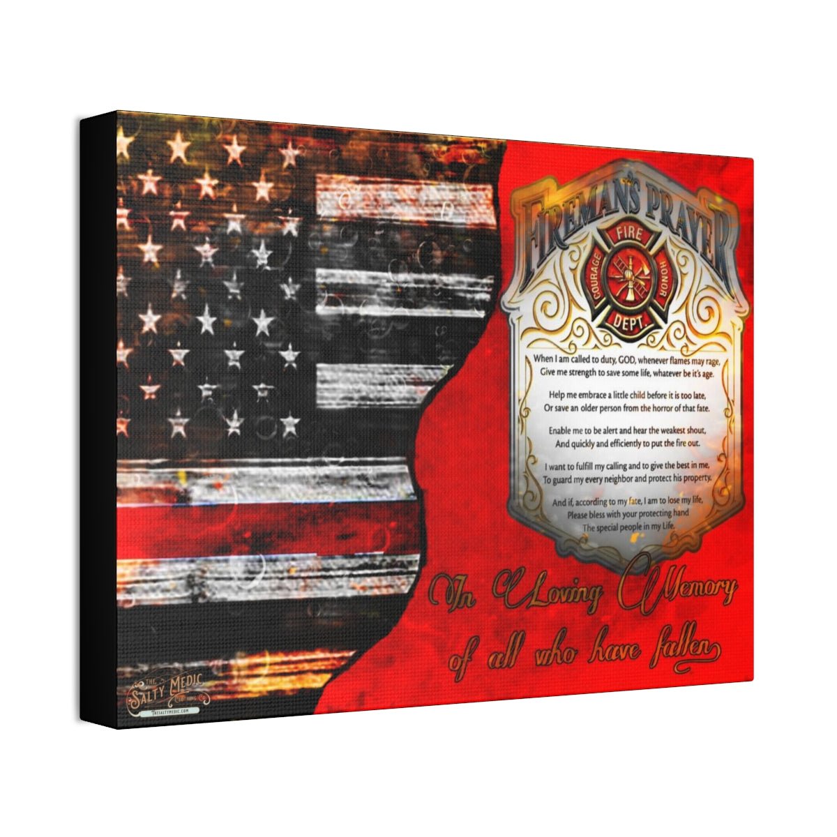 16"x12" Fireman's Prayer Small Canvas Wall Art