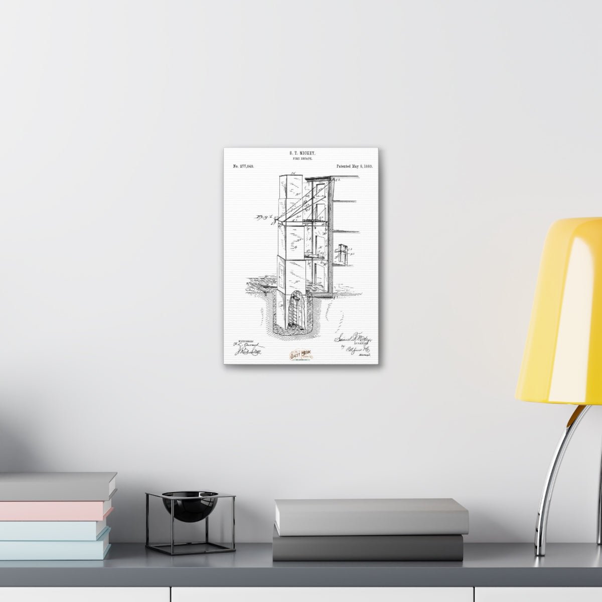 1883 Fire Escape Patent Wall Art Stretched Canvas, 1.5'' - Salty Medic Clothing Co.