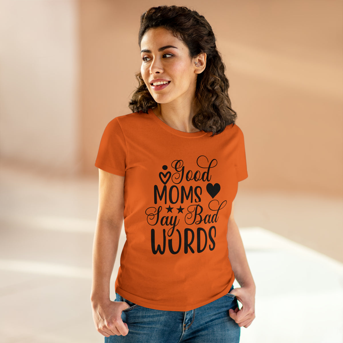 Good Mom's Say Bad Words Women's Cotton Tee Orange