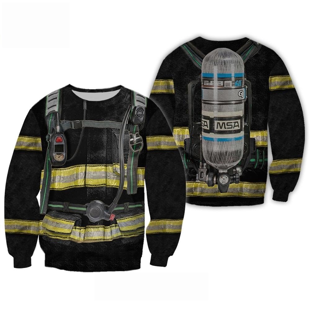 3D Bunker Gear & SCBA Sublimated Hoodie, Zip-Up or Sweatshirt Sweatshirt