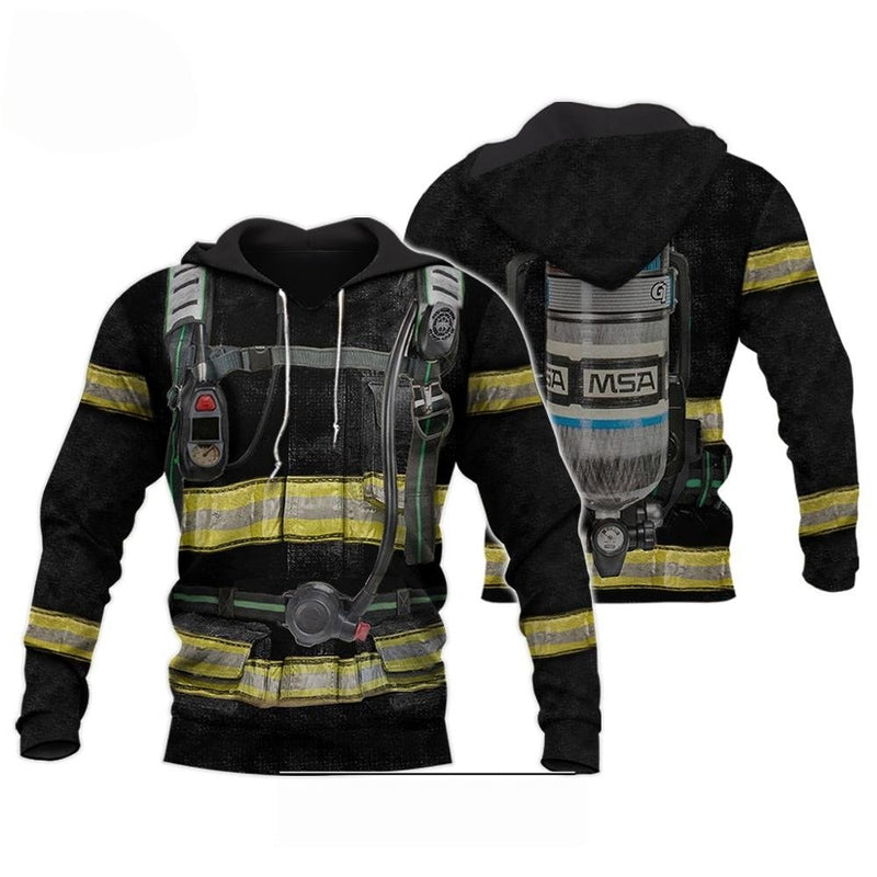 3D Bunker Gear & SCBA Sublimated Hoodie, Zip-Up or Sweatshirt - Salty Medic Clothing Co.