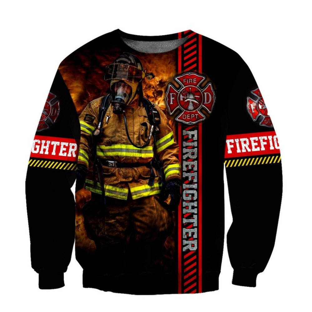 3D Firefighter Sublimated Hoodie, Zip-Up or Sweatshirt Sweatshirt