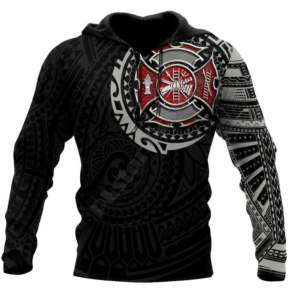 3D Sublimated Black Fire Rescue Soldier Hoodie, Zip-up or Sweatshirt Hoodies