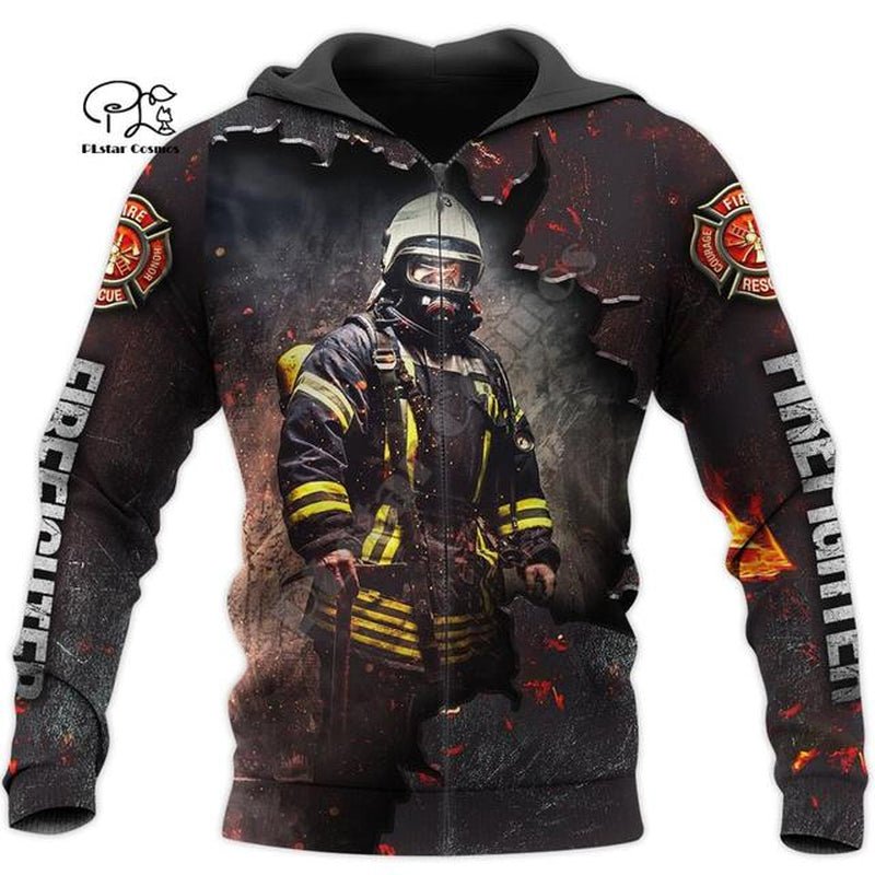 3D Sublimated Firefighter Hero Hoodie, Zip-Up or Sweatshirt Zip-Up Hoodies