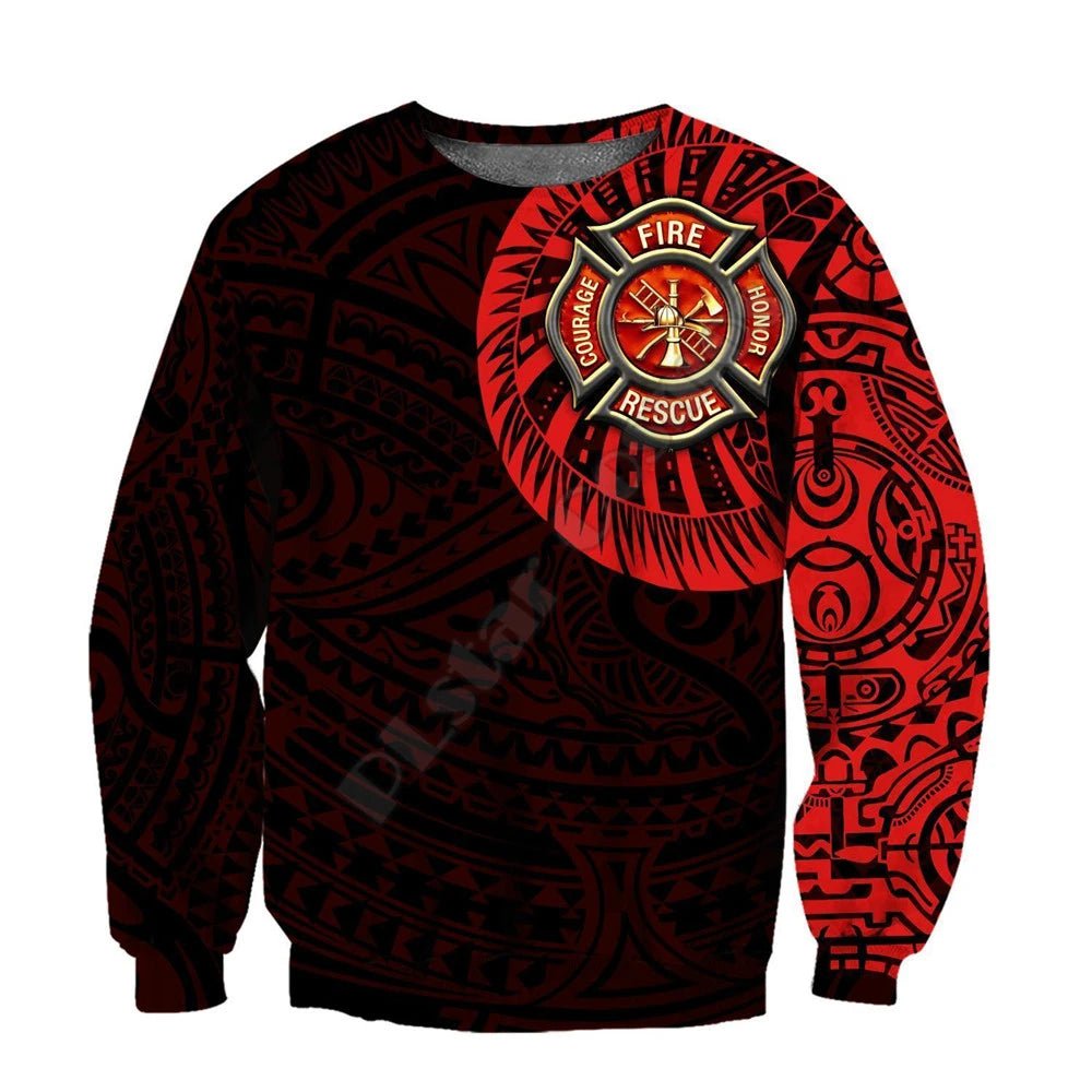 3D Sublimated Red Fire Rescue Soldier Hoodie, Zip-up or Sweatshirt Sweatshirts