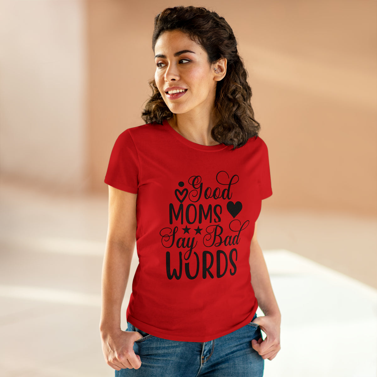 Good Mom's Say Bad Words Women's Cotton Tee Red