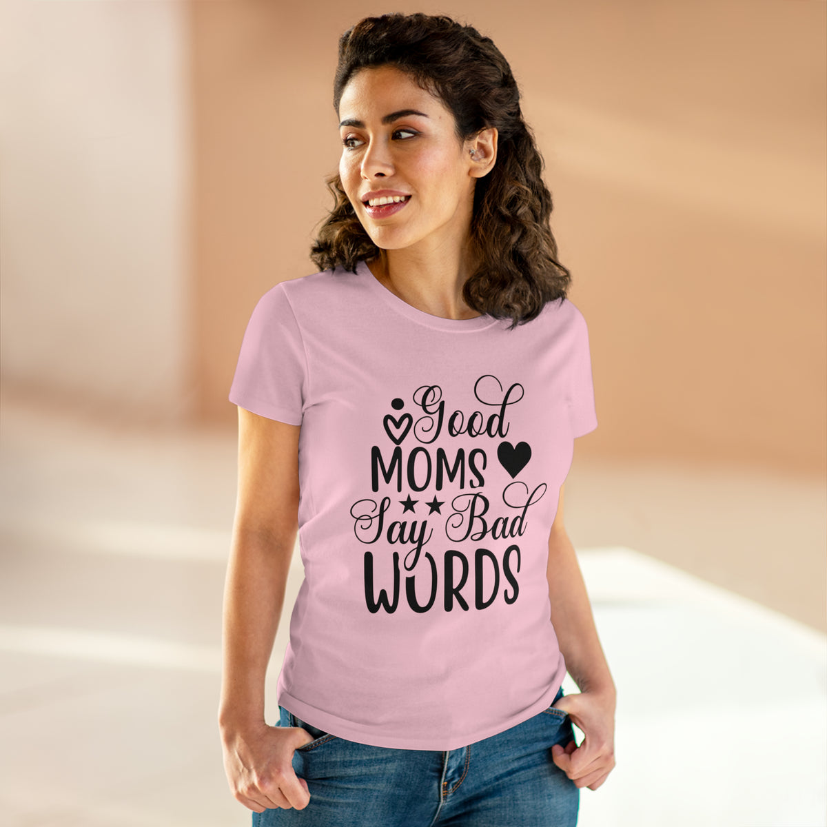 Good Mom's Say Bad Words Women's Cotton Tee Light Pink