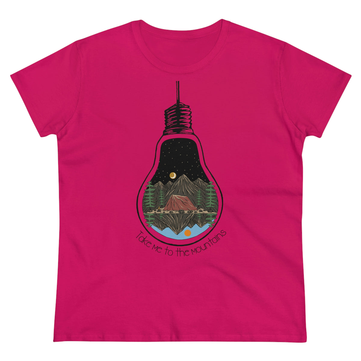 Take Me To The Mountains Women's Midweight Cotton Tee Heliconia