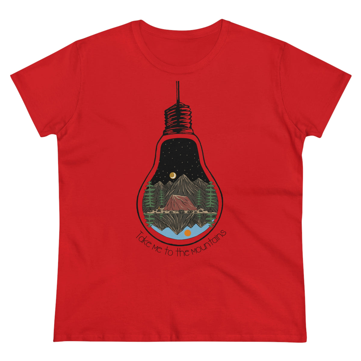 Take Me To The Mountains Women's Midweight Cotton Tee Red