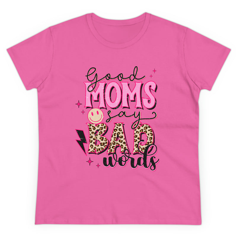 Leopard Print Mom's Say Bad Words Women's Cotton Tee Azalea