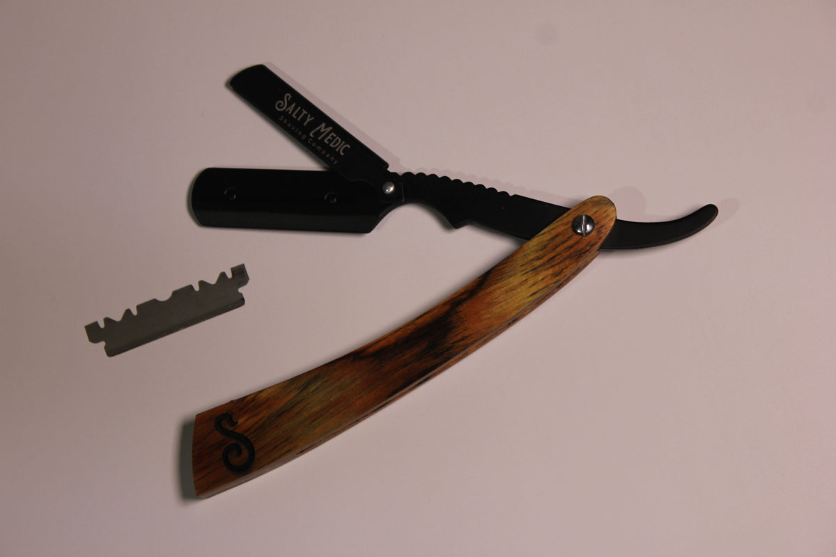 Premium Salty Medic Shaving Co Straight Razor - The Ultimate Shave for a Clean, Smooth Look! Brown