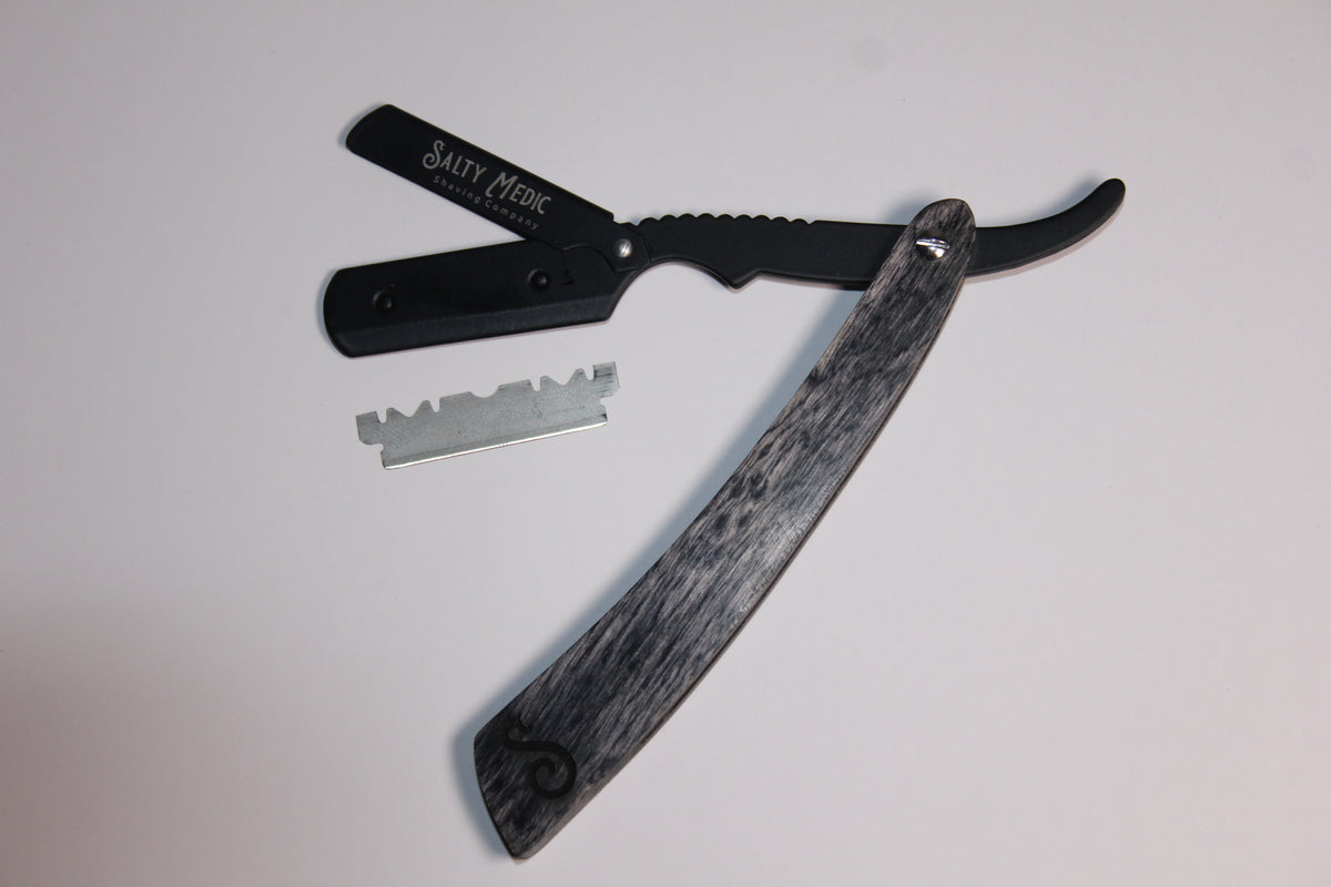 Premium Salty Medic Shaving Co Straight Razor - The Ultimate Shave for a Clean, Smooth Look! Grey